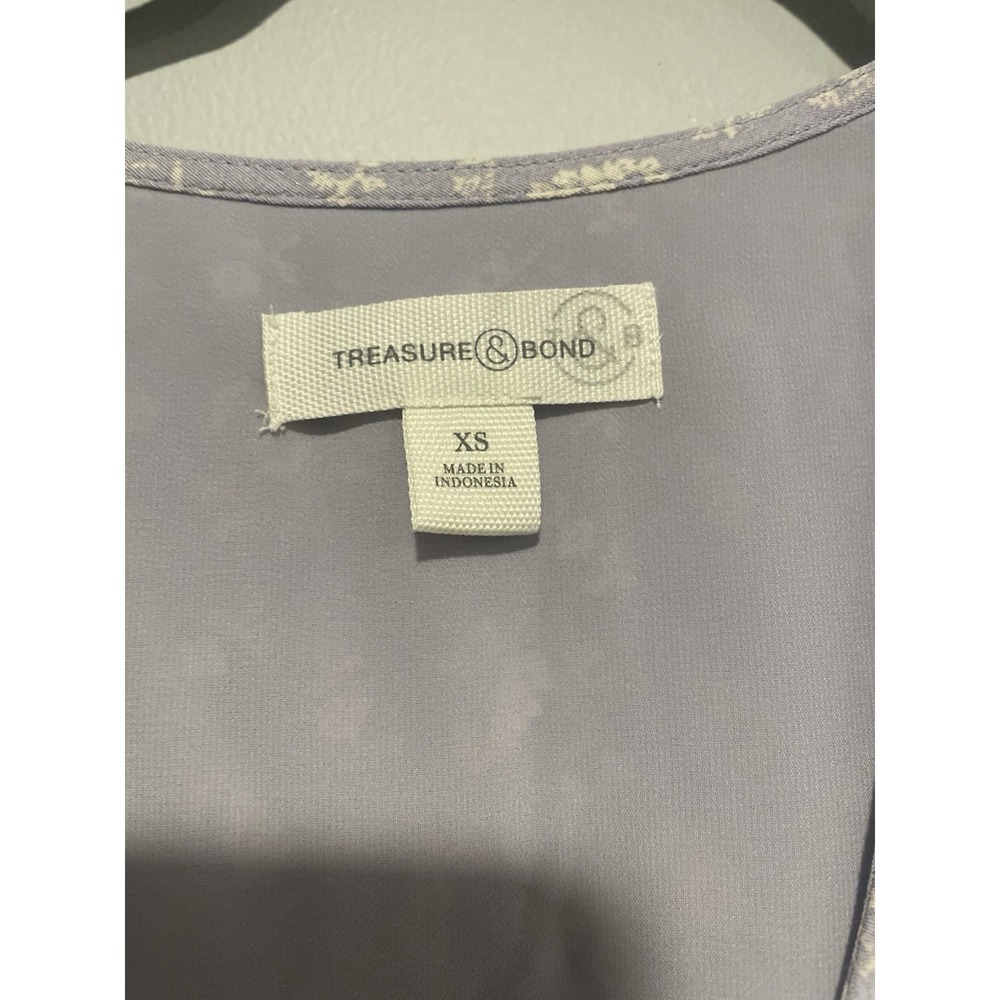 Treasure & Bond Maxi Dress XS Purple/Ivory Little Paris Floral V Neck Boho NEW - Picture 4 of 12